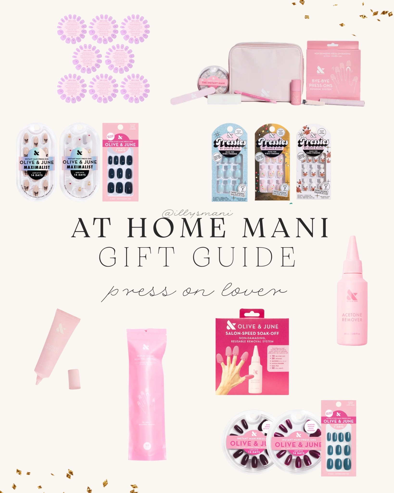 A guide for the press on enthusiast. Everything here is on SALE at Olive & June. Use code: SALE25 to save 25% off!