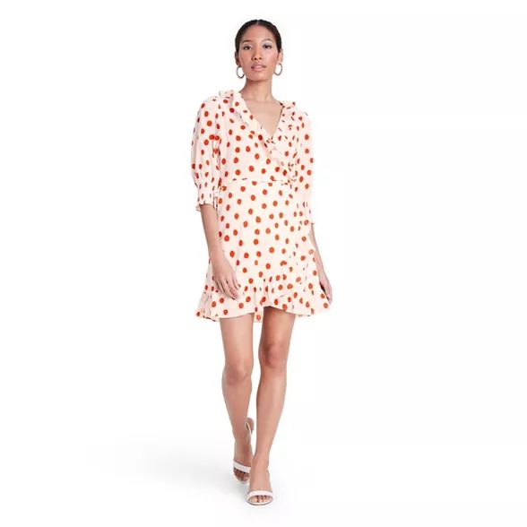 Polka Dot Puff Sleeve Ruffle Wrap Dress - RIXO for Target Cream/Red | Target