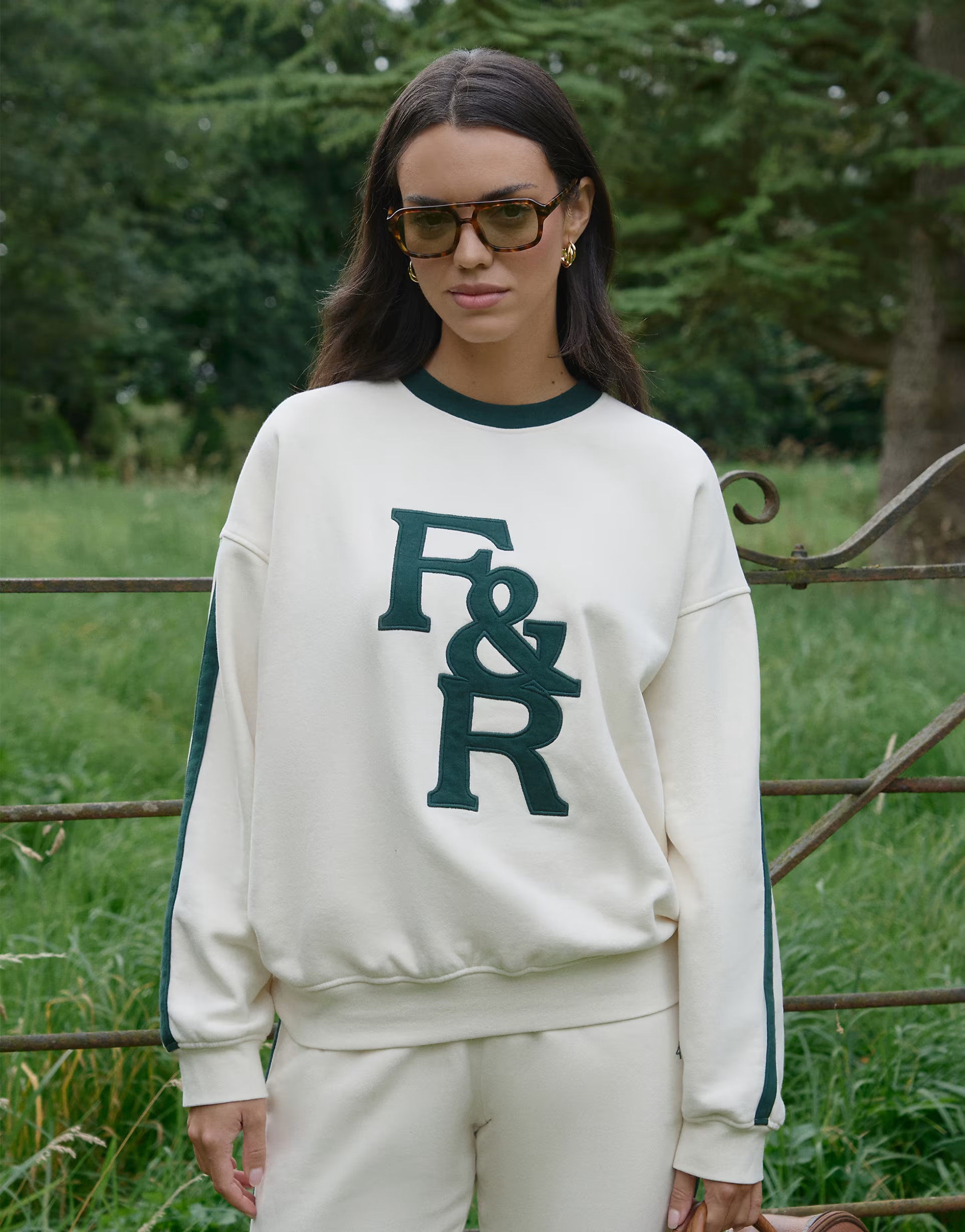 4th & Reckless Sloane sweatshirt in green and cream contrast | ASOS (Global)
