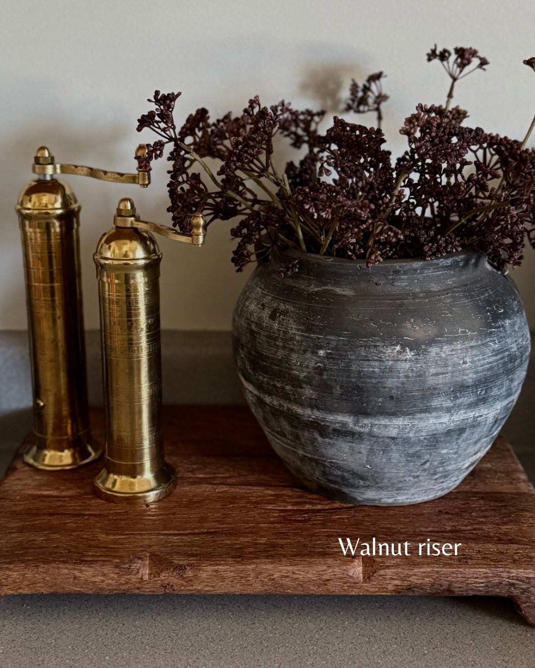 Walnut riser, wood riser, McGee and co riser, kitchen styling, brass salt and pepper grinders, kitchen decor 

#LTKCyberWeek #LTKHoliday #LTKHome