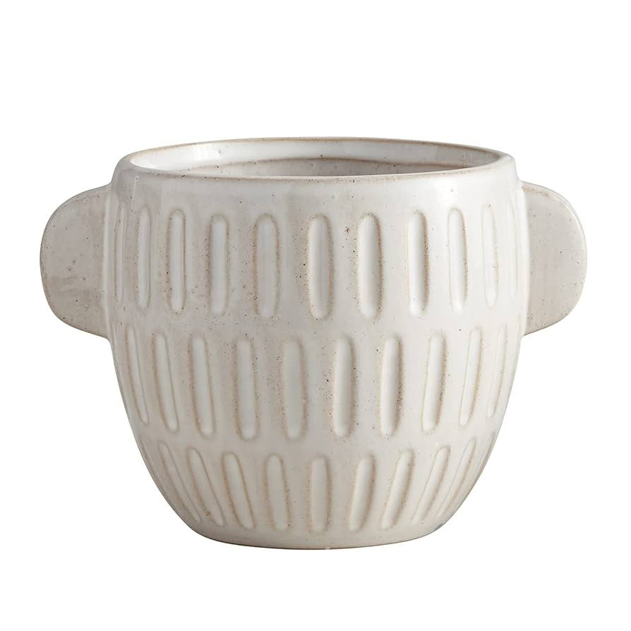 47th & Main Ceramic Planter Pot, 4.6" Tall, White Embossed | Amazon (US)