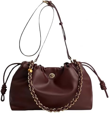 Brand Drawstring Hobo Purse for Women Trendy Bucket Shoulder Bag With Top Chain Handle Adustable ... | Amazon (CA)