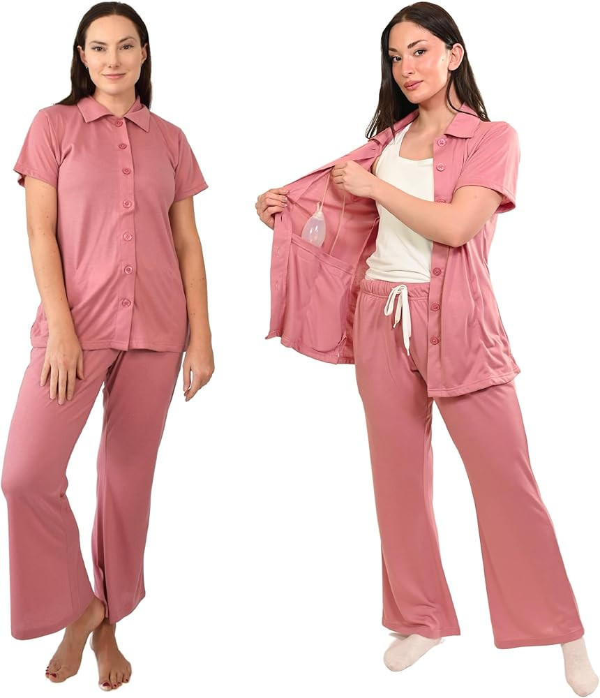 Inspired Comforts Post Surgery Mastectomy Recovery Pajamas Set with Internal Drainage Pockets | Amazon (US)