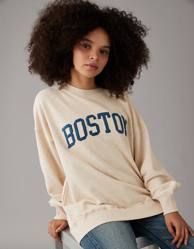 AE Oversized Boston Graphic Sweatshirt | American Eagle Outfitters (US & CA)