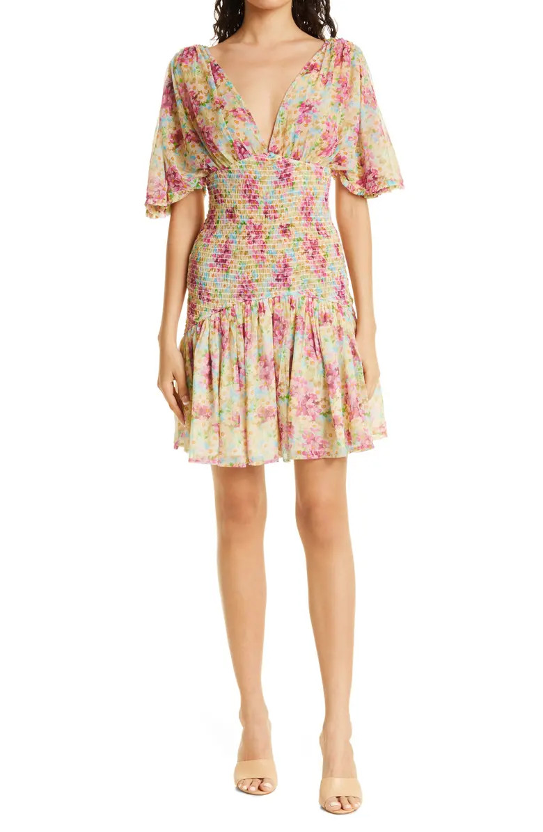 Floral Smocked Chiffon Dress | Nordstrom