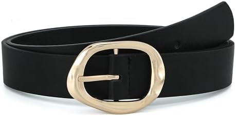 Earnda Leather Belts for Women Casual Fashion Waist Belt with Liquid Shapes Gold Buckle for Jeans... | Amazon (US)