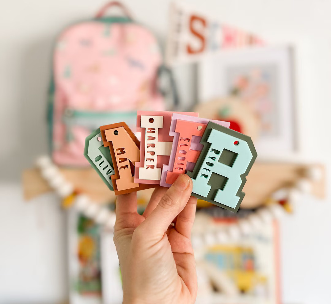 Varsity Letter Tag Bag Tag Acrylic Bag Tag Keychain - Etsy | Etsy (US)