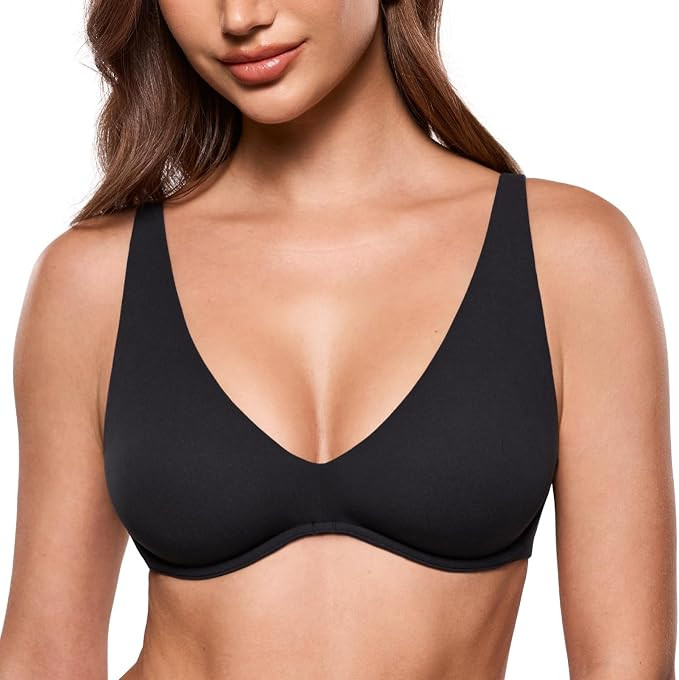 INLYRIC Women's Inbarely Plus Unlined Bras V Neck No Padding Underwire Tshirt Balconette Full Cov... | Amazon (US)