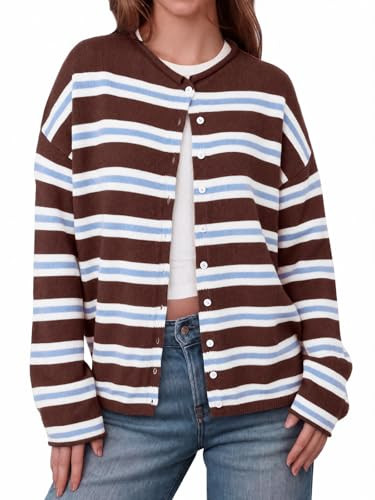 Saodimallsu Womens Button Up Long Sleeve Lightweight Knit Cardigan | Amazon (US)