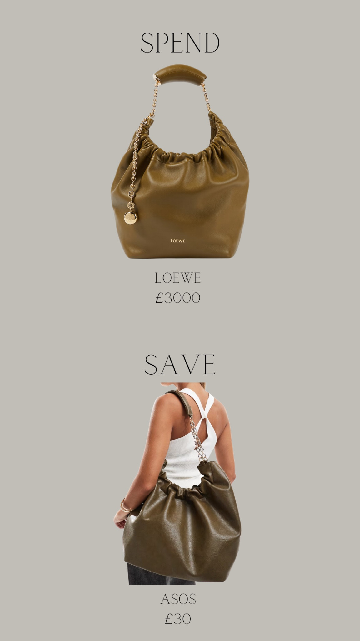 Spend or save! Loewe green squeeze bag or the ASOS dupe! 



#LTKbag #LTKluxury