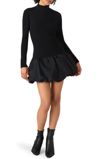 Steve Madden Penna Long Sleeve Bubble Hem Minidress in Black at Nordstrom Rack, Size Medium | Nordstrom Rack