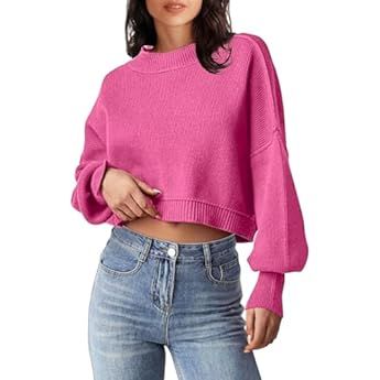 LAMISSCHE Womens Loose Knitted Off The Shoulder Sweater Solid V Neck Long Sleeve Pullover Ripped ... | Amazon (US)