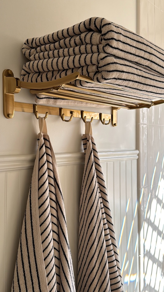 The most chic towel rack for the bathroom! I love how this gives “chic NYC hotel” vibes and genuinely saves so much space in our linen closet. 🧺

#bathroom #bathroomdesign #bathroominspo #bathroomdecor #homedecor #interiordesign #homestyle #fyp #foryou #foryoupage #reels #reelsinstagram #amazonfinds #amazonmusthave #amazonmusthaves #amazonfavorites #towelrack #towelbar 

#LTKHome #LTKFindsUnder100 #LTKFindsUnder50