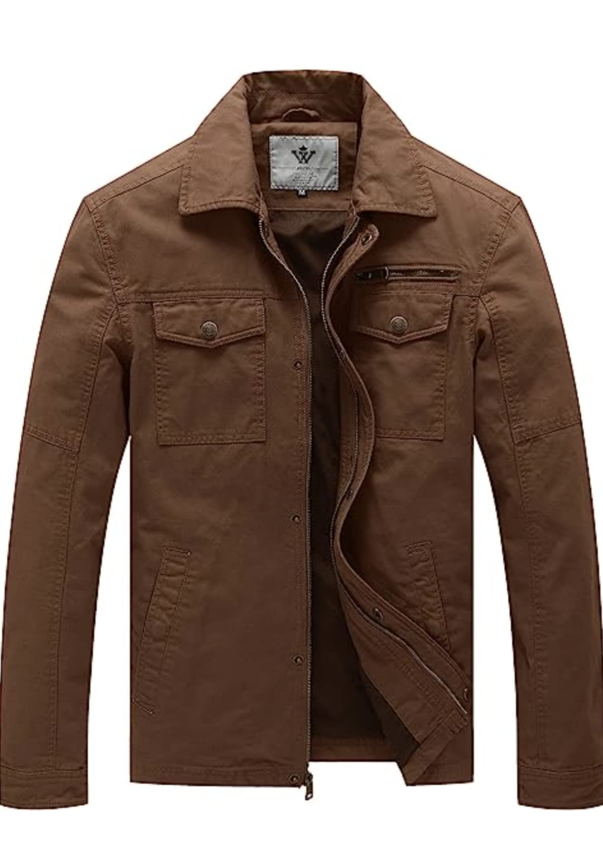 WenVen Men's Casual Canvas Cotton Military Lapel Jacket | Amazon (US)