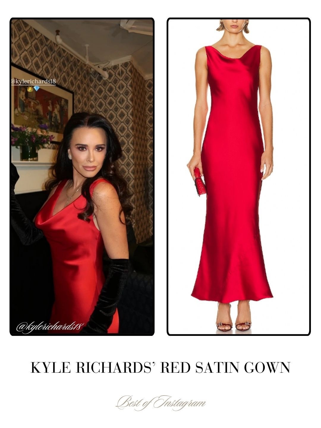 Kyle Richard’s Red Satin Gown 📸 = @kylerichards18 