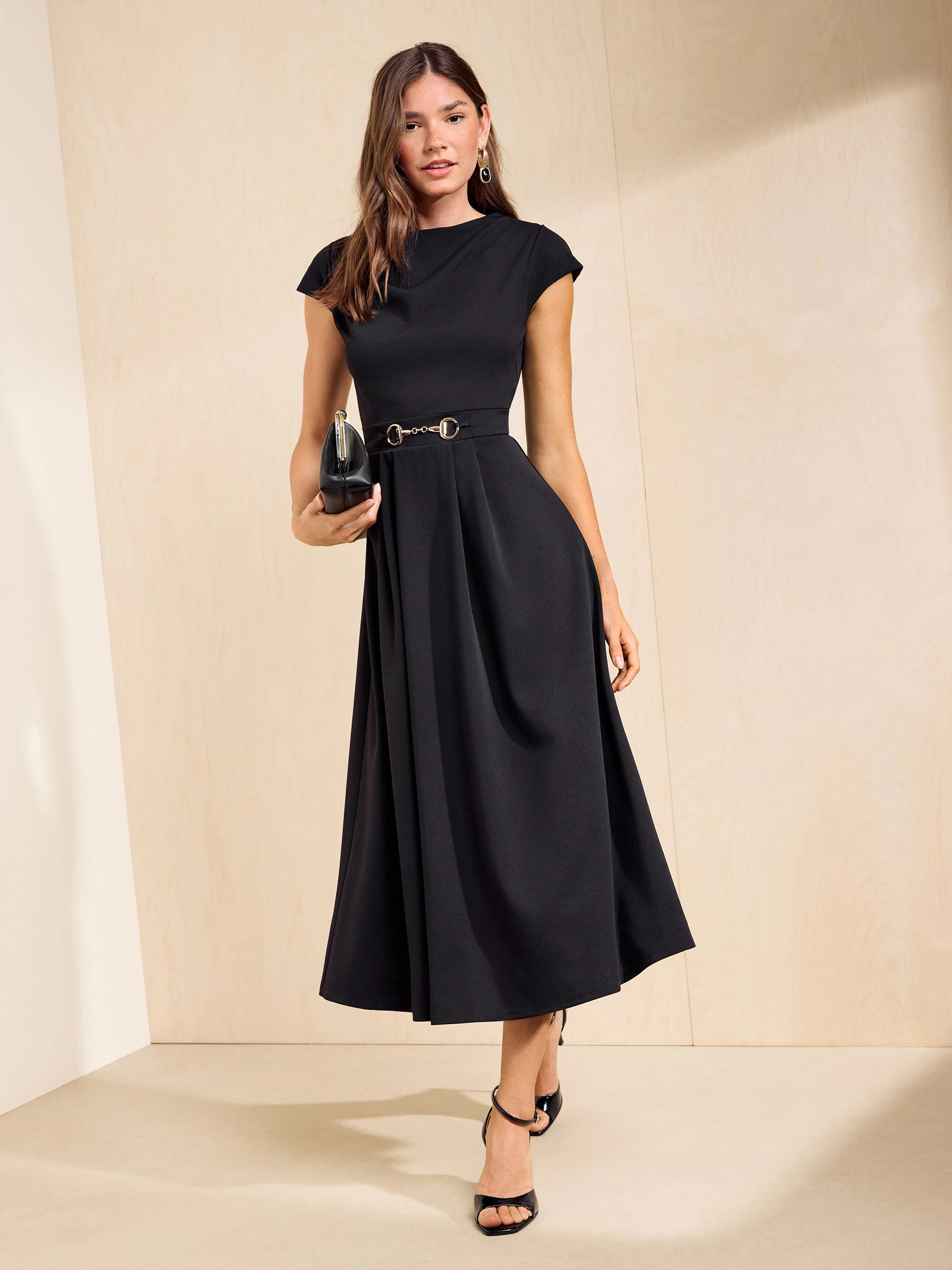 Friends Like These Friends Like These Black Hardware Detail Workwear Midi Dress | Next US