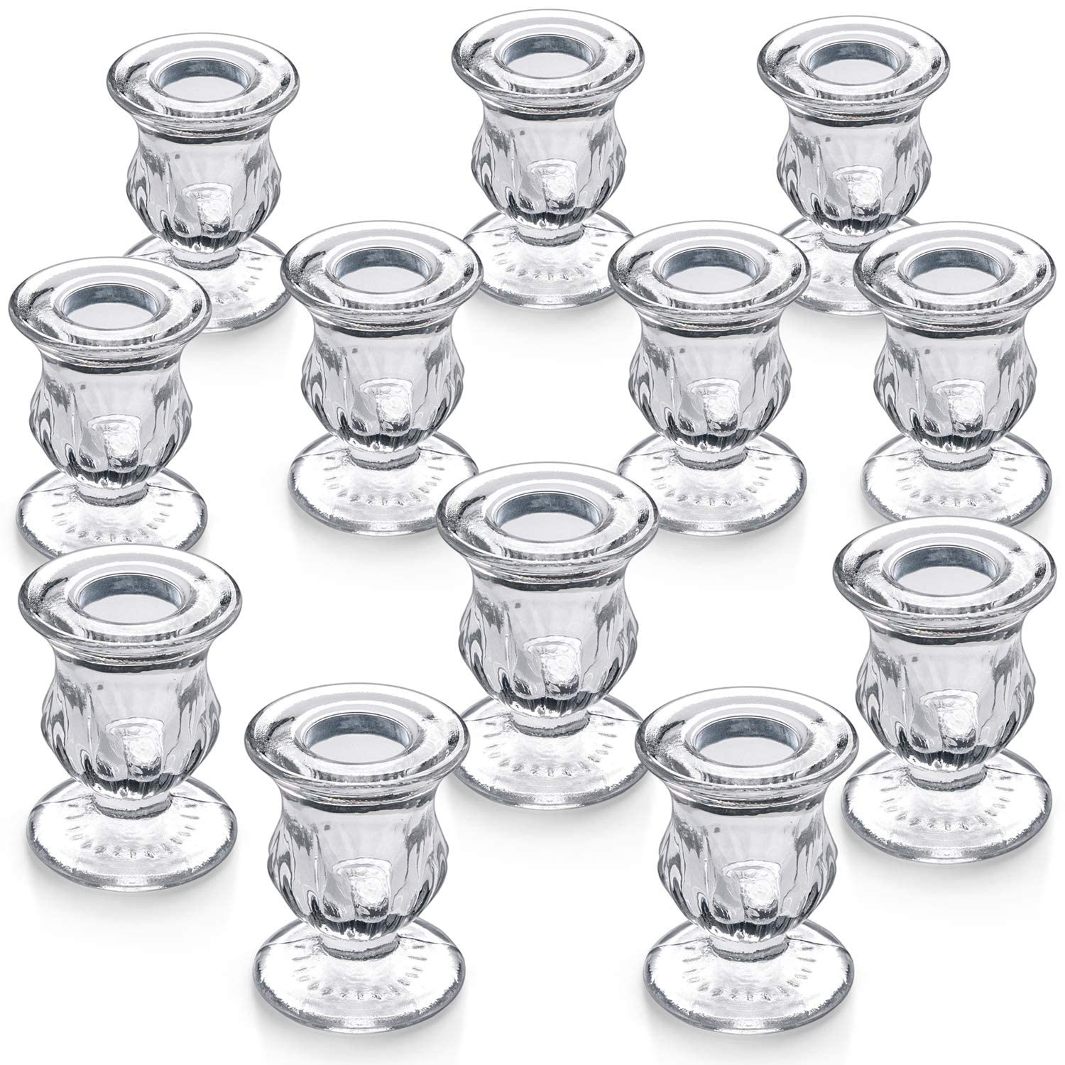 Letine Candlestick Holders Set of 12-2.5" H Taper Candle Holders Bulk - Clear Glass Candle Holder... | Amazon (US)