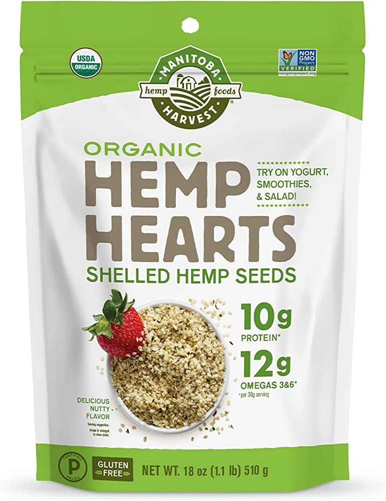 Organic Hemp Seeds, 18oz; 10g Plant Based Protein and 12g Omega 3 & 6 per Srv | smoothies, yogurt... | Amazon (US)