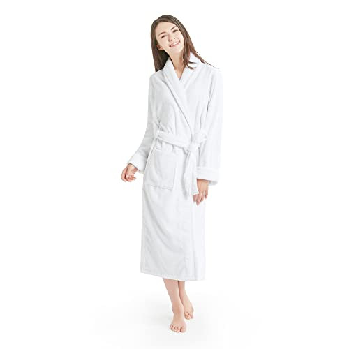 INK+IVY Soft Kimono Robes for Women Terrycloth Ladies Bathrobe with Pocket and Belt, Collar & Cuff Trim, White L/XL | Amazon (US)