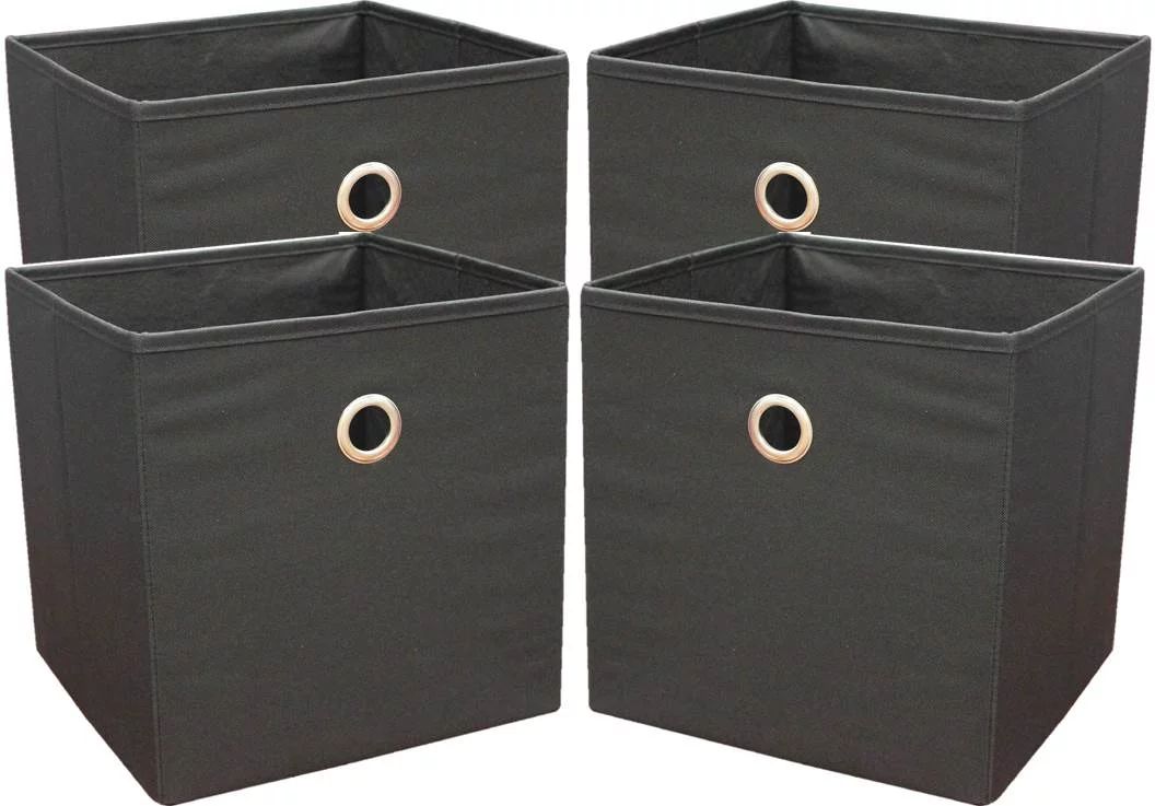 Mainstays Collapsible Fabric Cube Storage Bins (10.5" x 10.5"), Rich Black, Set of 4 | Walmart (US)