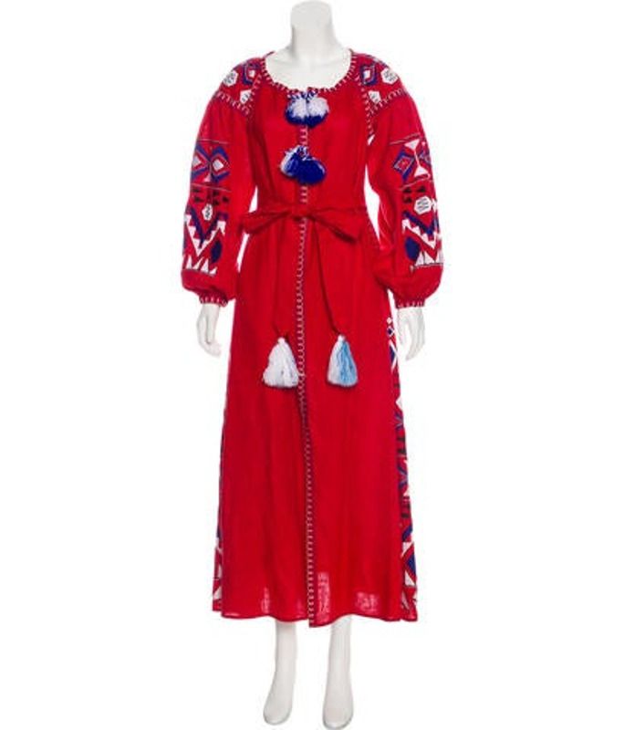 March 11 Embroidered Linen Dress w/ Tags Red March 11 Embroidered Linen Dress w/ Tags | The RealReal