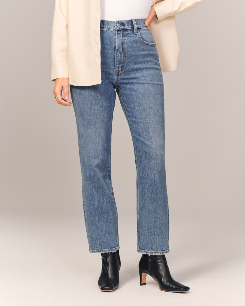 Curve Love Ultra High Rise Ankle Straight Jean | Abercrombie & Fitch (US)