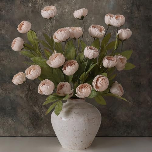 VIERENA 12 Pcs Faux Silk Peony Artificial Flowers for Vase -27", Bulk Fake Peonies Branches with ... | Amazon (US)