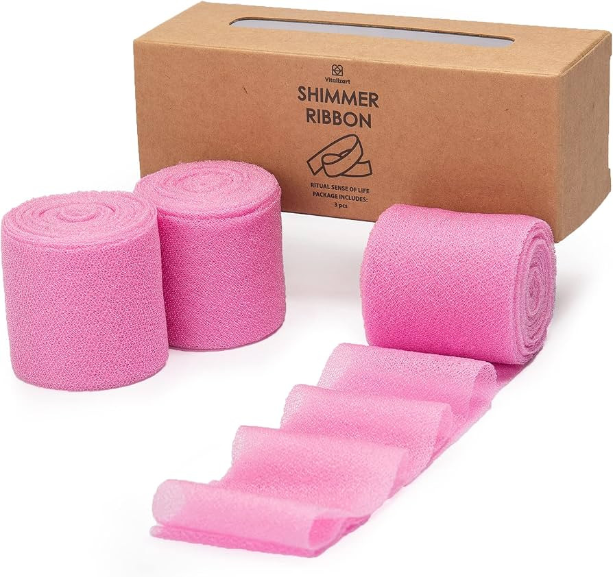 Vitalizart Pink Ribbon for Gift Wrapping 1 1/2 inch Tulle Fabric Shimmer for Wedding Decor Wreath... | Amazon (US)