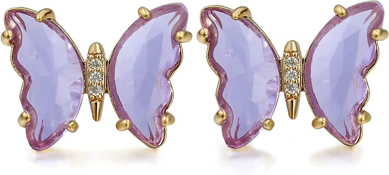 MISS RIGHT Butterfly Y2K Jewelry Birthstone Necklaces and Sterling Silver Stud Earrings for Women... | Amazon (US)