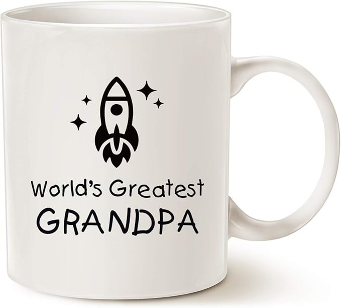 MAUAG Funny Grandpa Coffee Mug, Worlds Greatest Grandpa Rocket Ship Cup White 11 Oz, Best Birthda... | Amazon (US)