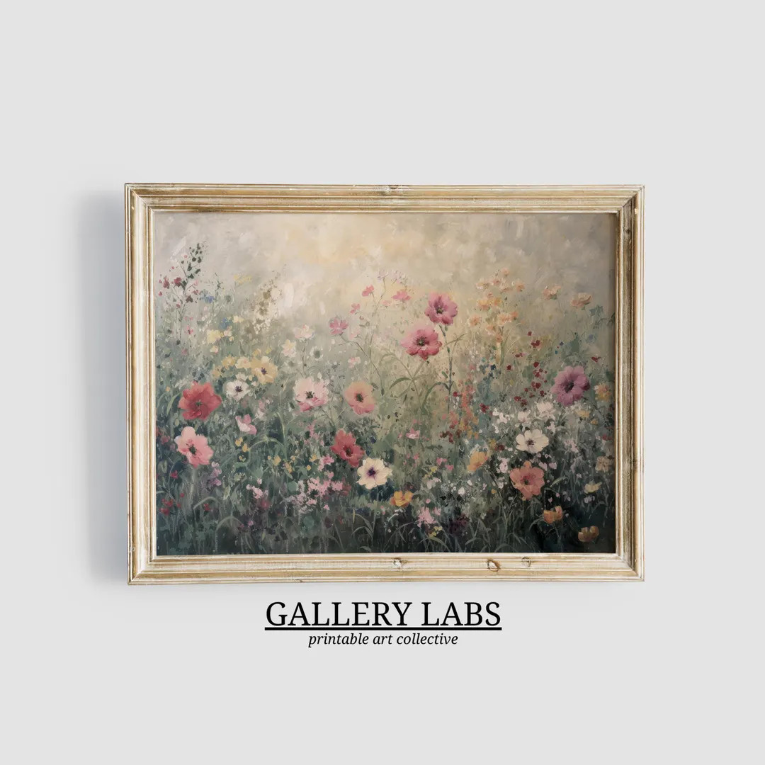 Muted Wildflower Print Countryside Wall Art PRINTABLE Spring Decor Country Painting Vintage Farmh... | Etsy (US)