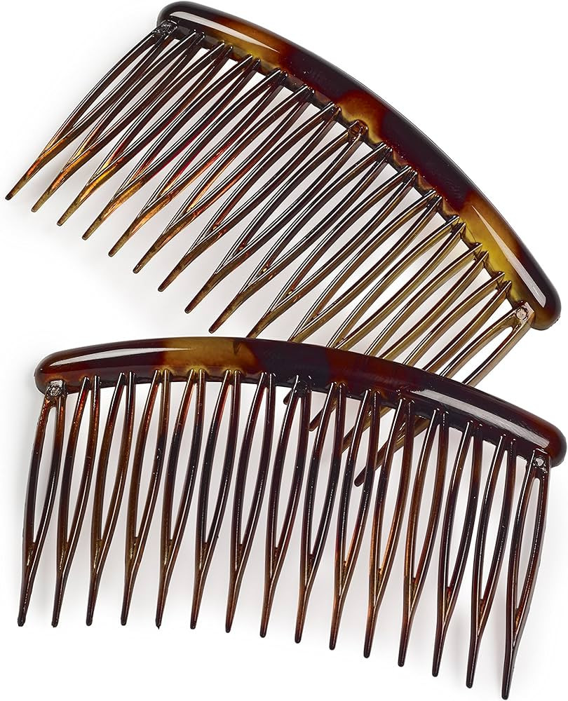 Manicare Side Combs, Pack Of 2, Tortoiseshell Finish, Plastic French Twist Pleat Combs, Hair Slid... | Amazon (UK)