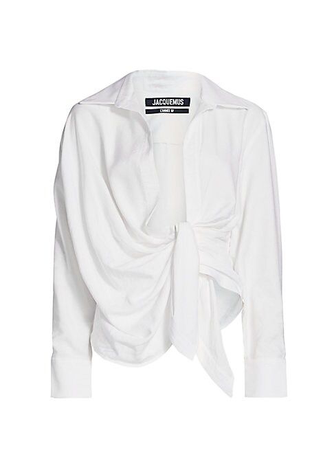 Jacquemus Women's La Chemise Bahia Draped Blouse - Ecru - Size 38 (6) | Saks Fifth Avenue