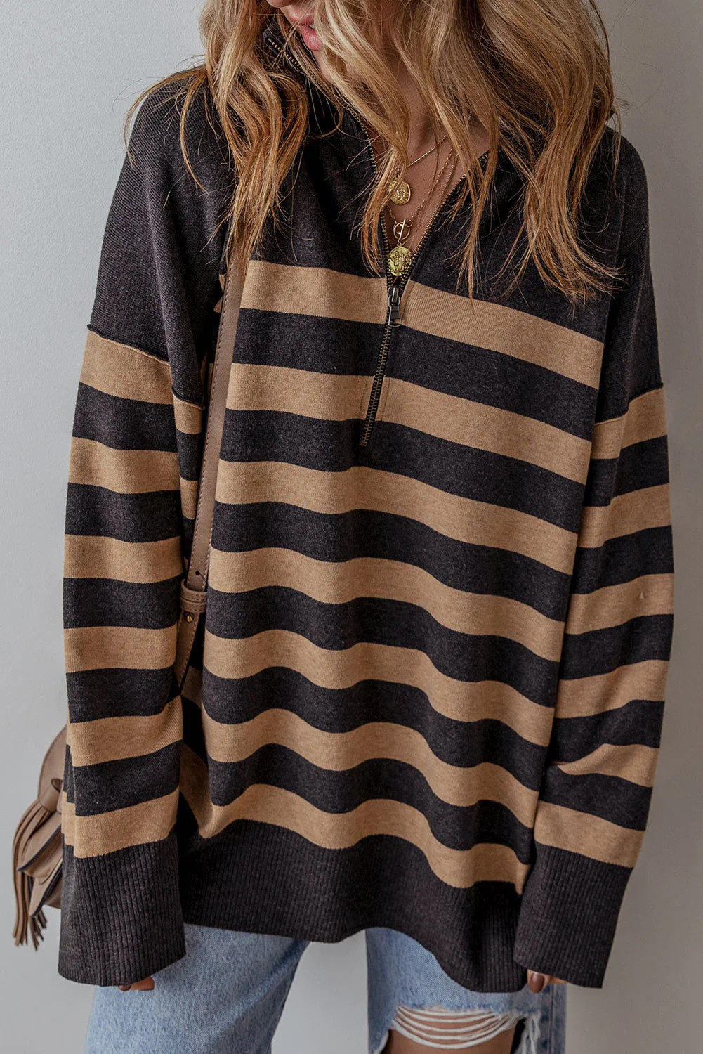 Adeline Stripe Oversized Sweater | S - 4/6 | Casual Chic Boutique