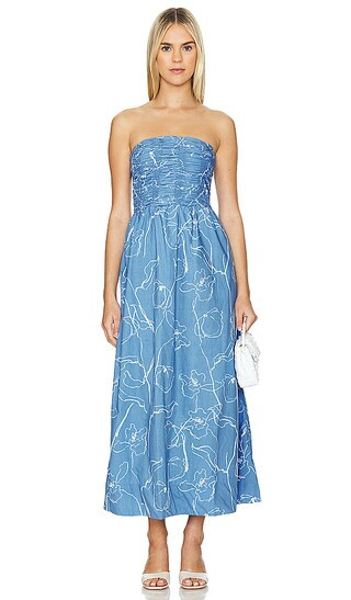 Dominquez Midi Dress in Calla Mid Blue Print | Revolve Clothing (Global)