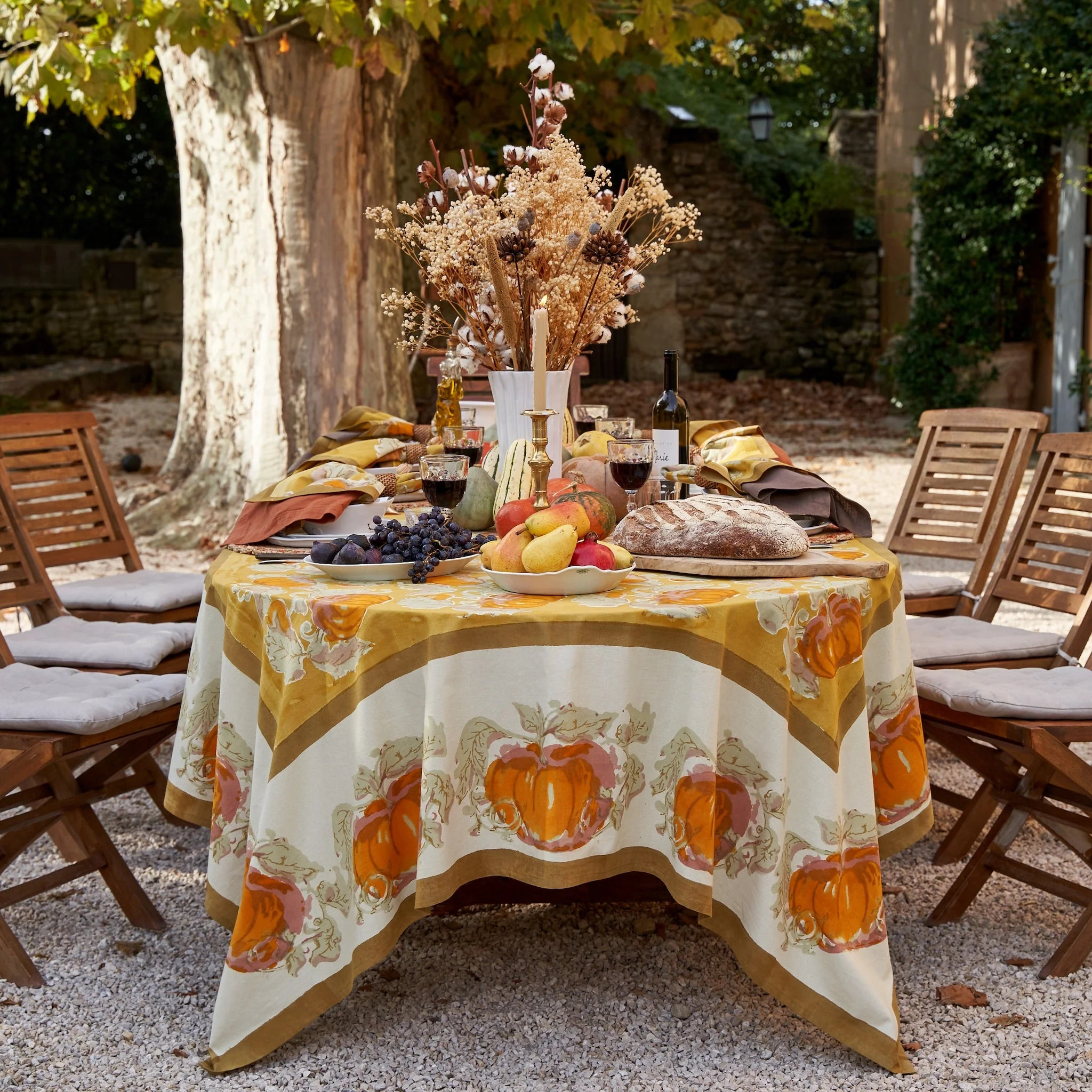French Tablecloth Pumpkin Orange & Mustard | Couleur Nature
