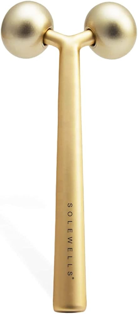 Facial Cooling Metal Gold Roller Massager, Contours Jawline, Promotes Lymphatic Drainage & Puffin... | Amazon (US)