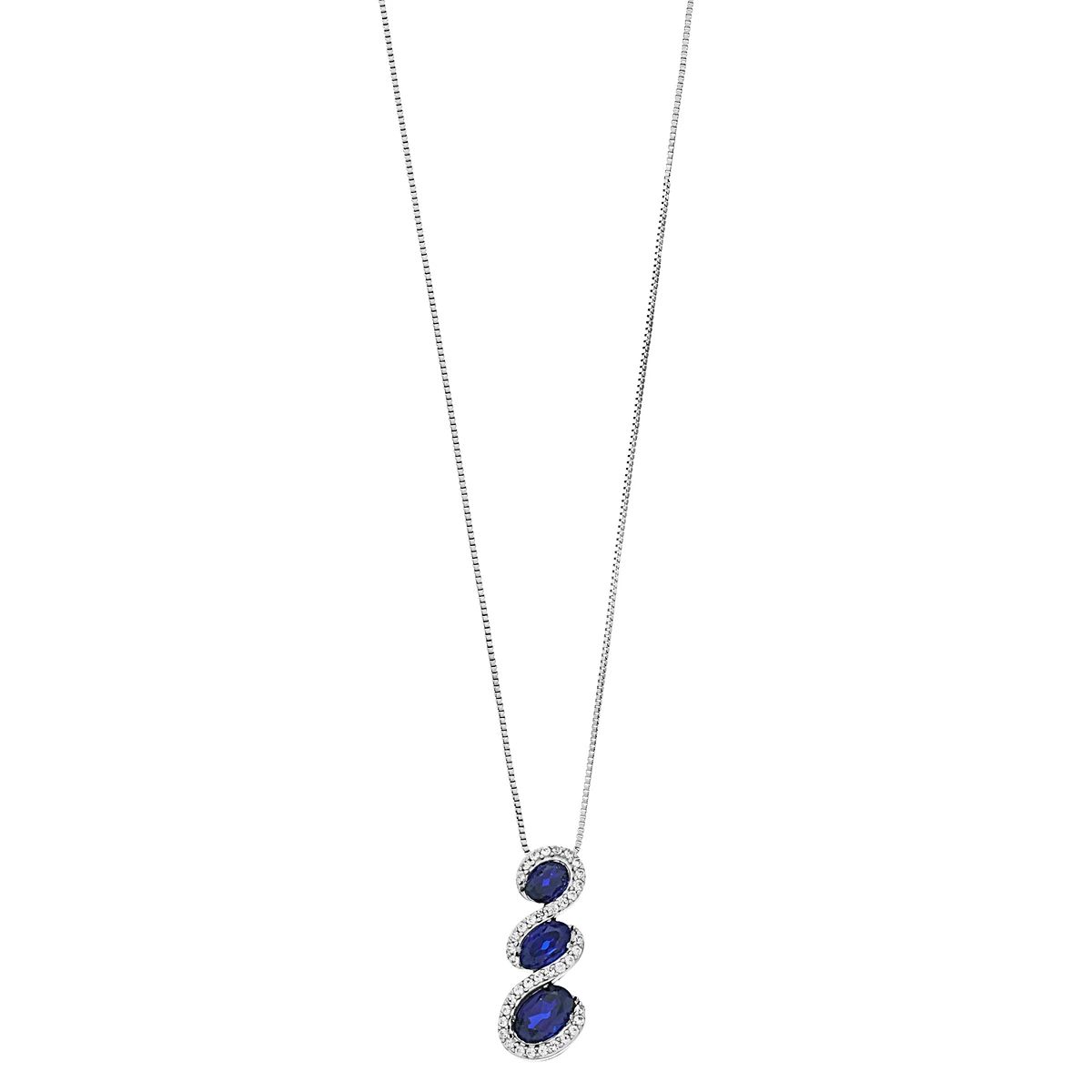 Sterling Silver Lab-Created Sapphire & Lab-Created White Sapphire Oval Pendant Necklace | Kohl's