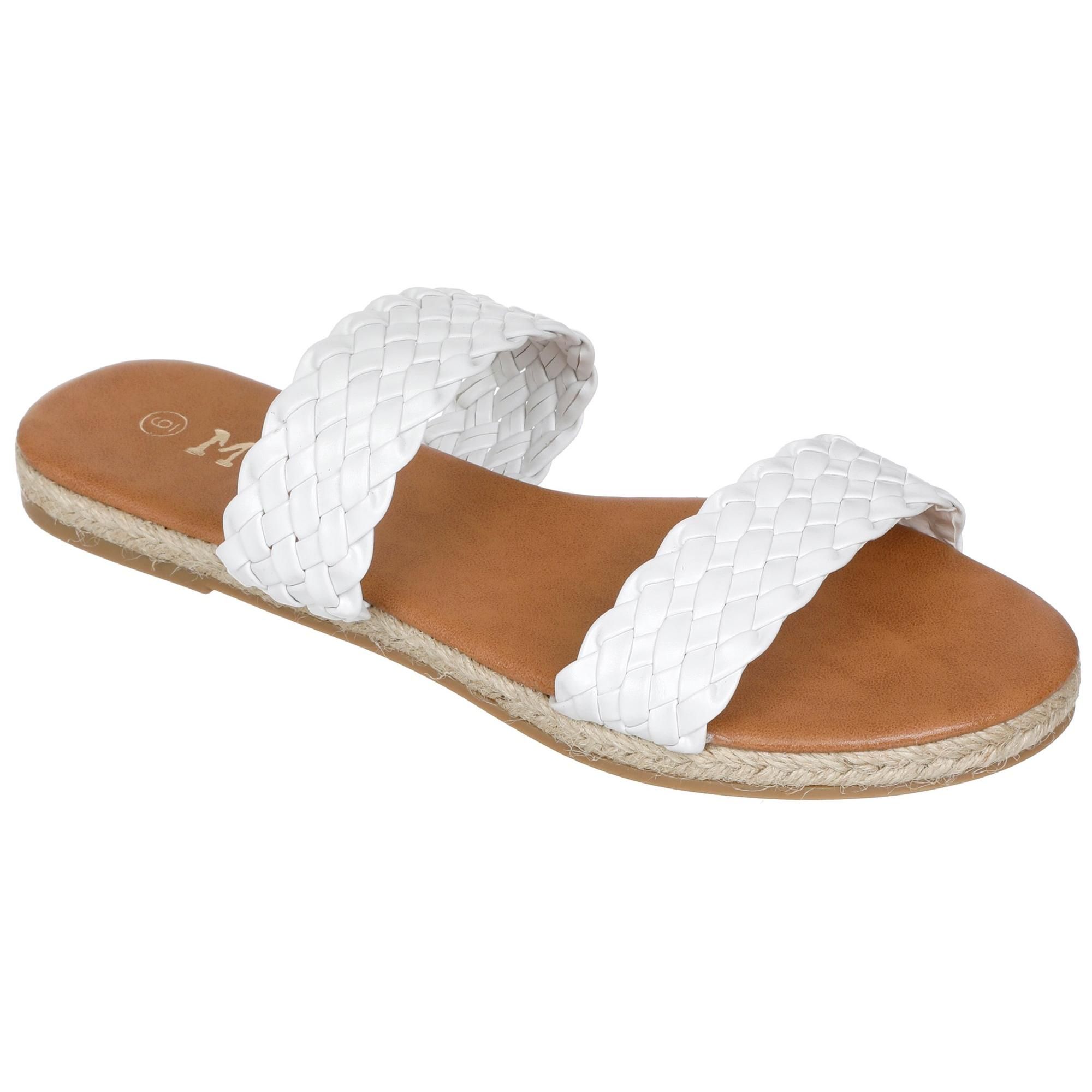 Women's Della Double Band Flat Sandals - White--5410948246610   | Burkes Outlet | bealls