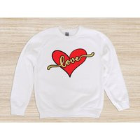 Heart Sweatshirt, Valentines Day Love Gift, Crewneck Valentine Sweater, Gift For Her | Etsy (US)