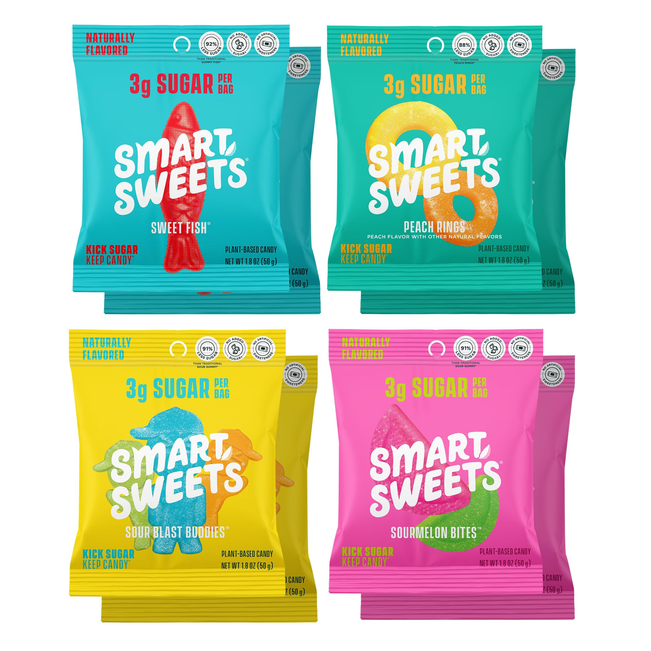 SmartSweets Variety Pack, Gluten Free Gummies, Plant Based Snacks for Adults & Kids, Chewy Candy,... | Amazon (US)