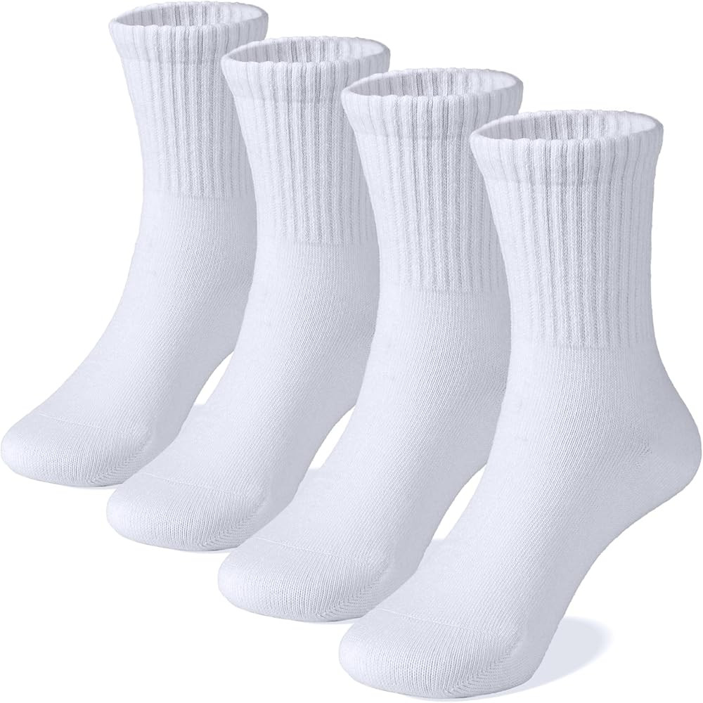 COTTON DAY Unisex School Kids Boys Girls Soft Cotton Black White Gray Navy Khaki Athletic Socks w... | Amazon (US)