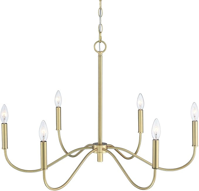 BUNKOS 6-Light Gold Chandelier, Modern Gold Pendant Light, Adjustable Height Farmhouse Chandelier... | Amazon (US)