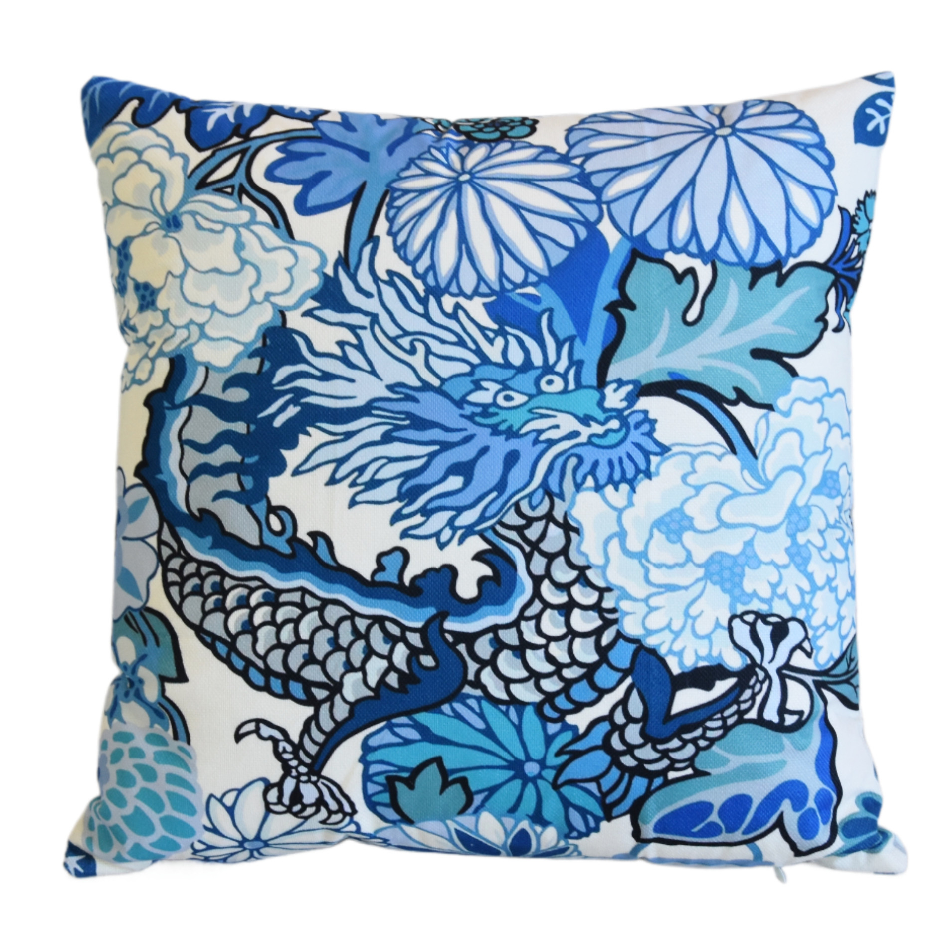 Chinoiserie Blue Dragon & Floral Pillow | Cushion, Bolster - Custom Tailored | One Kings Lane