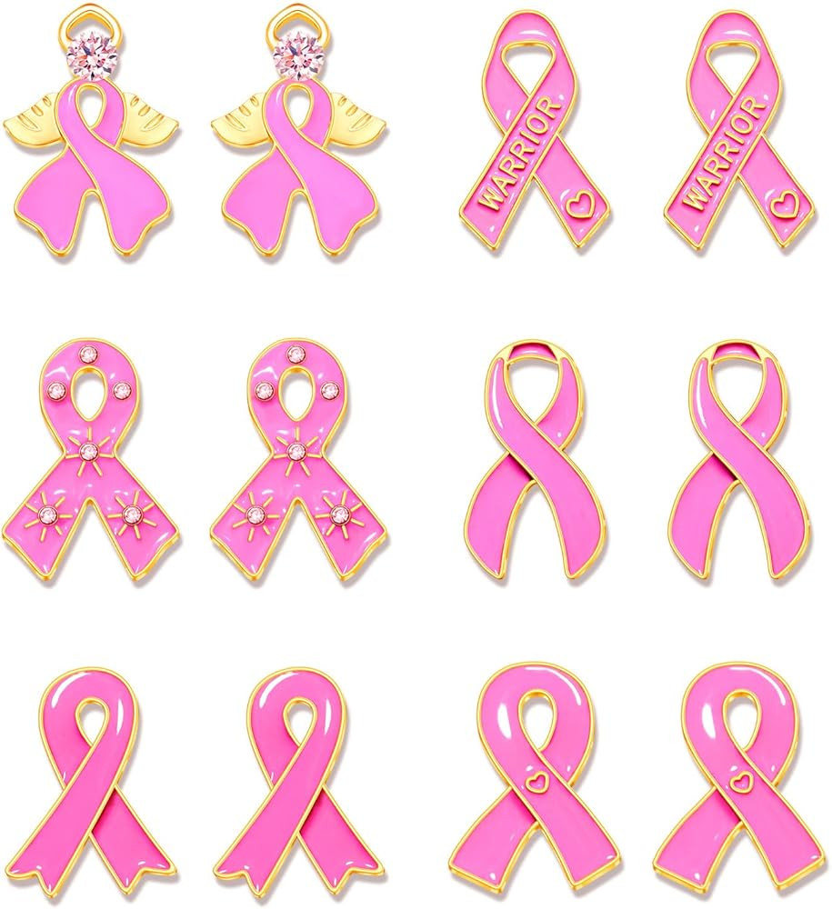 Breast Cancer Earrings for Women Breast Cancer Awareness Earrings Bulk Pink Ribbon Earrings Breas... | Amazon (US)