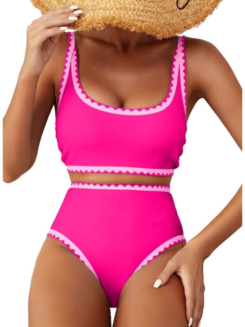 SHEWIN Womens Bikini Set 2 Piece High Waisted Color Block Swimsuit Spaghetti Straps Bathing Suits... | Walmart (US)
