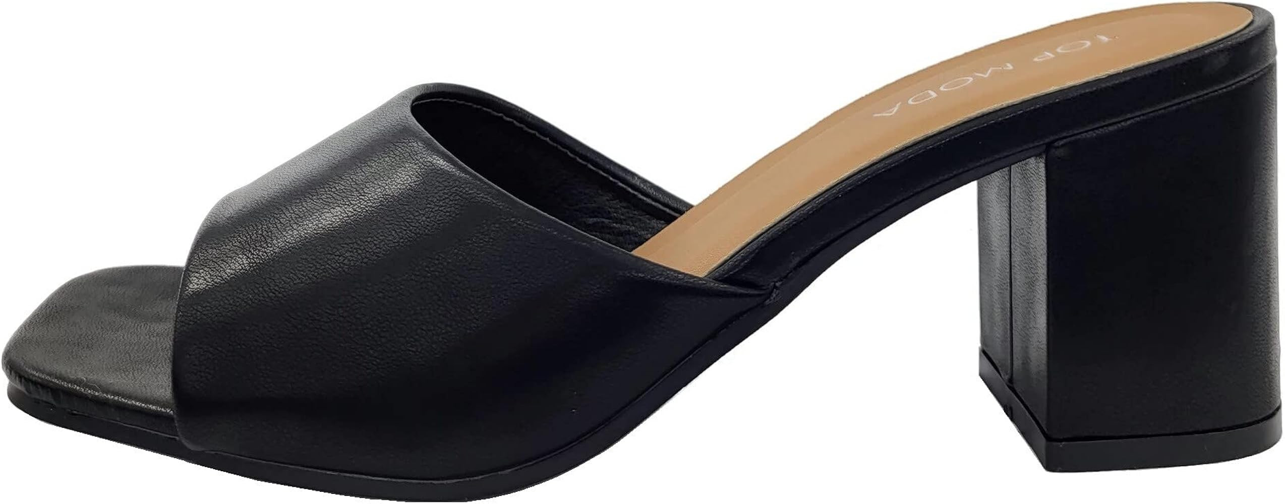 Womens Slip On Slide Open Toe Heeled Sandals | Amazon (US)