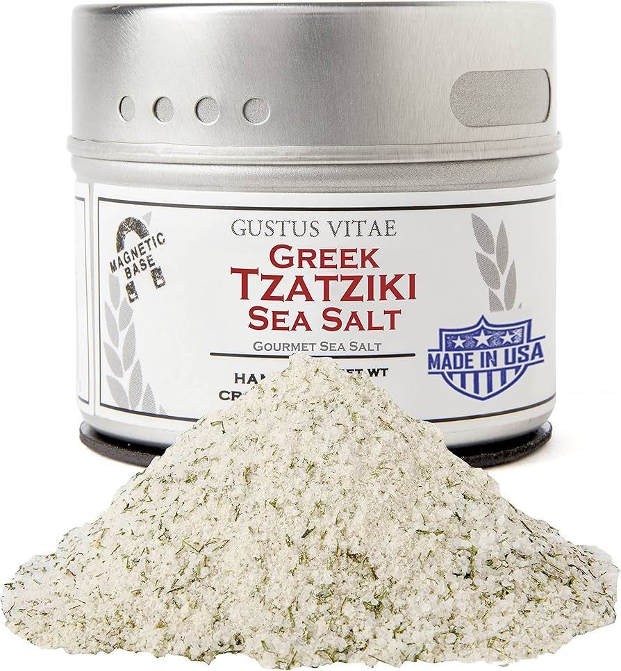 Greek Tzatziki Sea Salt - Gourmet Infused Sea Salt - Non GMO - Magnetic Tin - Craft Seasoning - 2... | Amazon (US)