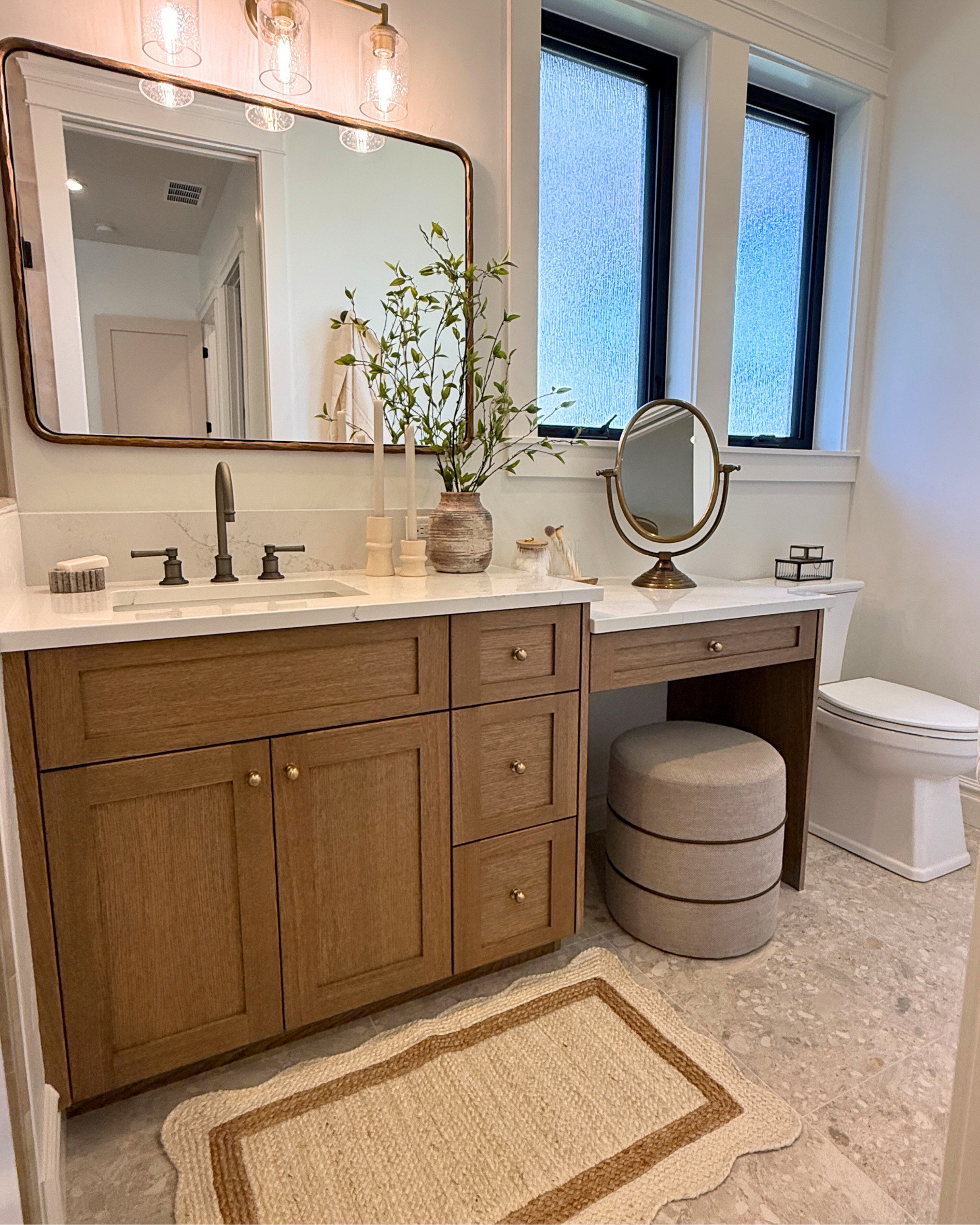 This bathroom vanity is such a beautiful statement piece 🤎 I love the clean lines, soft-close details, and that warm wood tone that instantly makes the space feel elevated. It gives that high-end, custom look while still being super functional for everyday use.

#BathroomInspo #AmazonFinds #VanityGoals #NeutralHome 

 #LTKHome #LTKSaleAlert