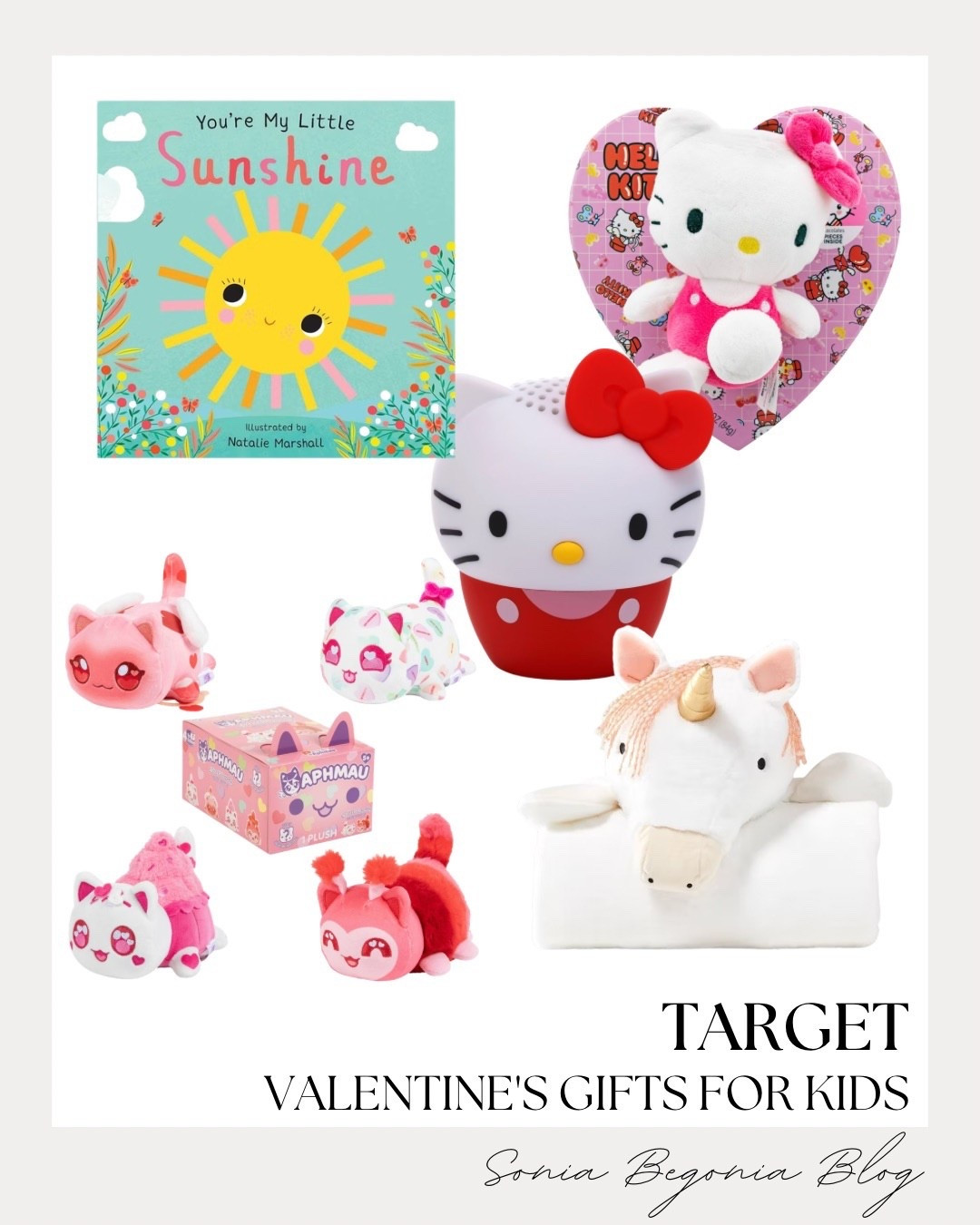 Sweet Treats & Valentine’s Gifts! 🧸

Embrace the season of love with this perfectly curated collection of Target Valentine’s Day gifts for kids! 💖

I am obsessed with the variety of adorable finds: from the classic Hello Kitty plush and Toniebox character to the "You're My Little Sunshine" board book. Balance the sweet treats with cozy essentials like the plush unicorn hooded blanket or a set of collectible Aphmau mystery plushies. Finish the gift basket with a touch of fun using heart-themed feline friends that are perfect for snuggling. Most of these picks are under $25, making it easy to share the love without breaking the bank!

#TargetKids
#TargetFinds
#ValentinesDayGifts
#KidsGiftIdeas
#HelloKitty
#Aphmau
#ValentineGifts
#TargetStyle
#GiftInspo
#ToddlerGifts
#ValentinesDay2026
#LTKunder25
#MomLife
#TargetHaul
#StockingStuffers

#LTKValentine #LTKKids #LTKmomlife
